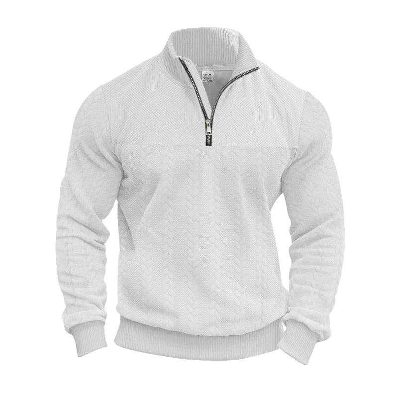 Men's Quarter-Zip Knitted Sweater – Long Sleeve Stand Collar Pullover Jumper