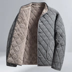 Men's Quilted Jacket – Long Sleeve Zip Front with Stand Collar and Pockets