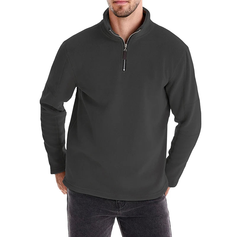 Men's Quarter-Zip Jumper – Long Sleeve Stand Collar Pullover Sweater Top