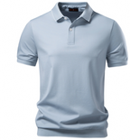 Men's Classic Short Sleeve Polo Shirt with Button Placket and Collar