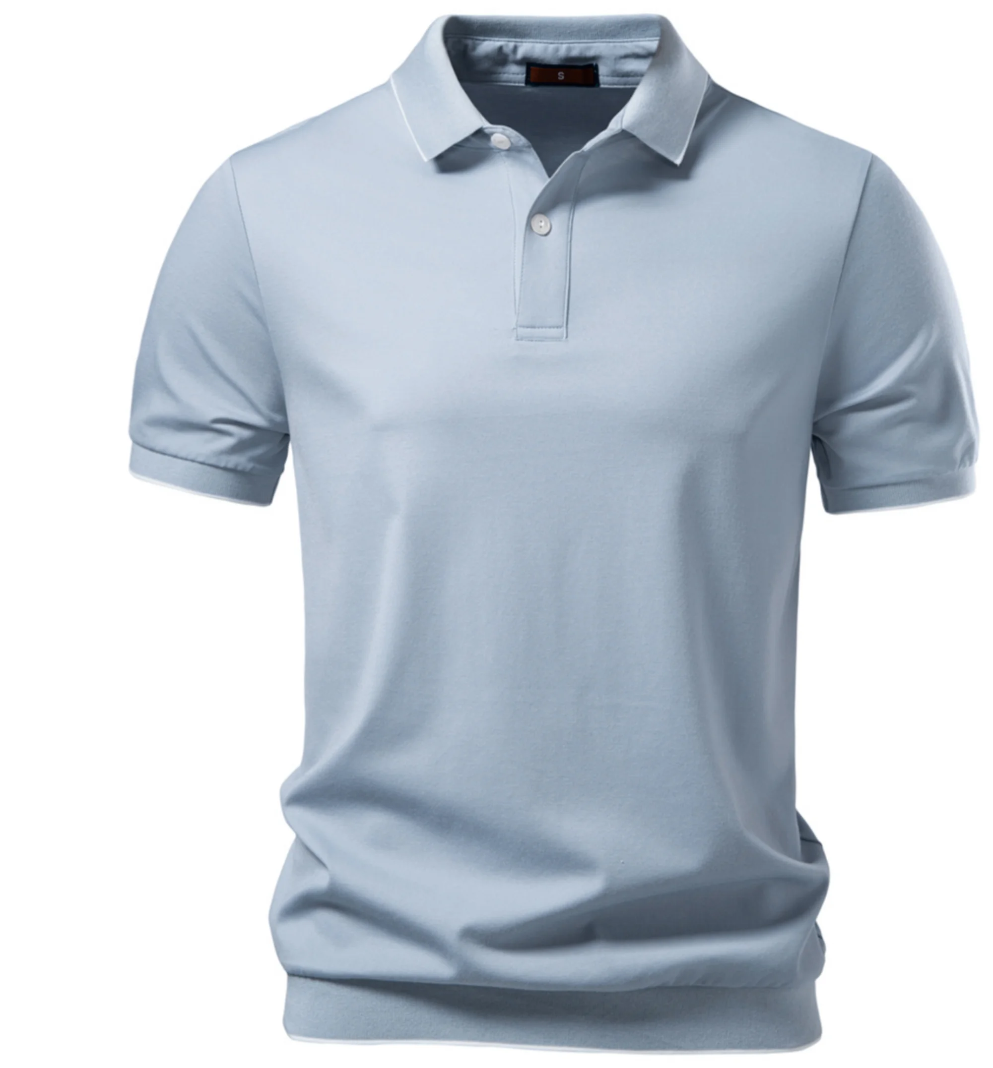 Men's Classic Short Sleeve Polo Shirt with Button Placket and Collar