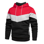 Men's Colour Block Hoodie – Long Sleeve Pullover Sweatshirt with Drawstring Hood