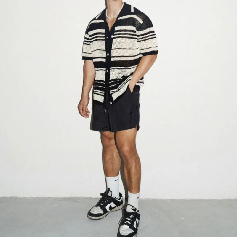 Button Up V Neck Shirt Men