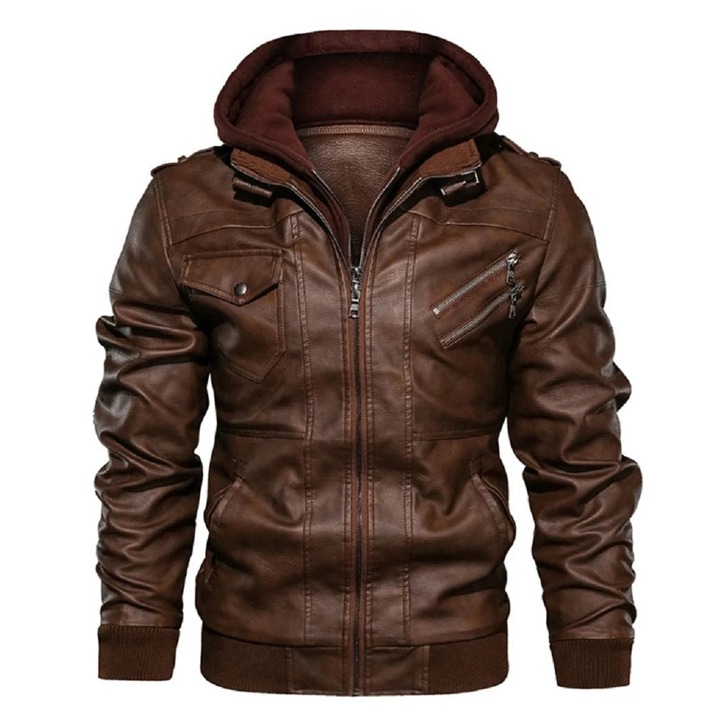 Men's Zip Up Hooded Jacket – Long Sleeve Design with Chest and Side Pockets