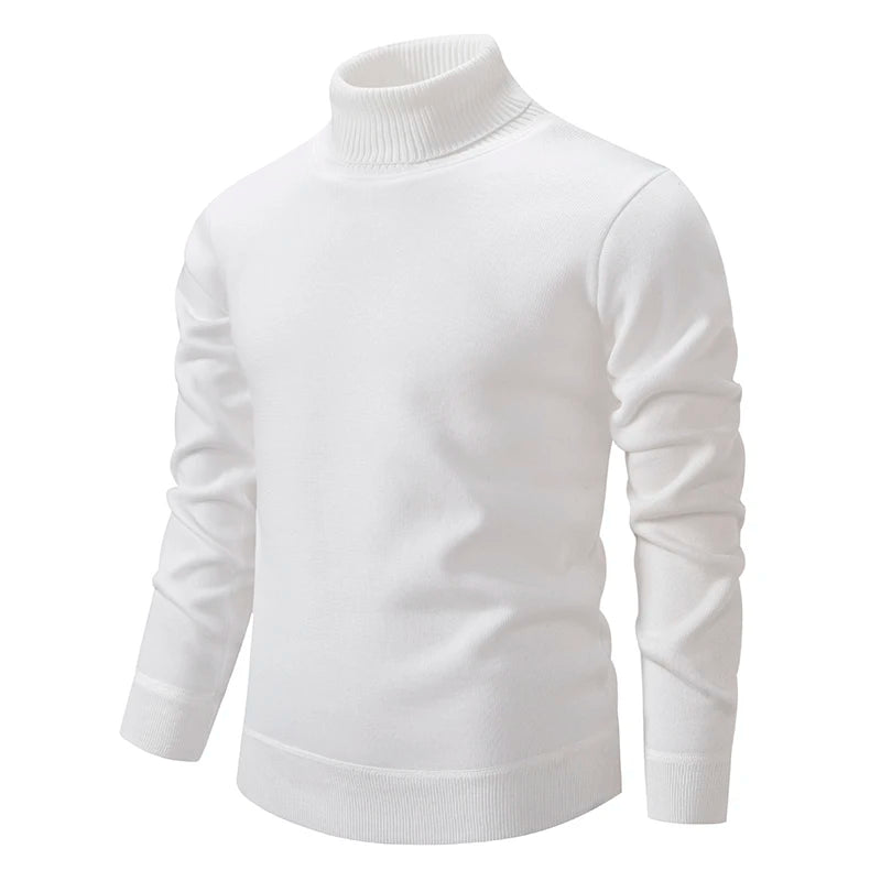 Men's Turtleneck Knit Pullover Sweater Ribbed Cuffs