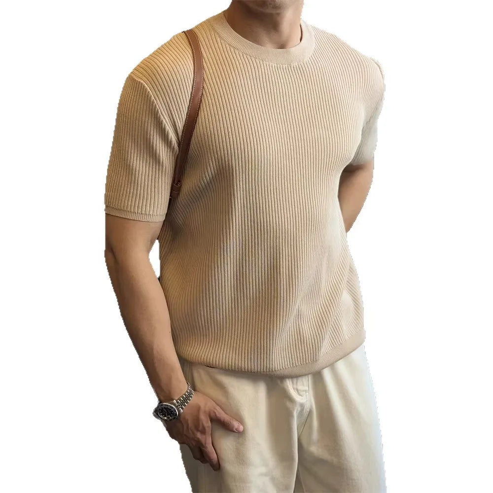 Crew Neck Textured Tee Shirt For Men