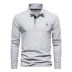 Men's Classic Collared Long Sleeve Polo Shirt with Embroidered Detail