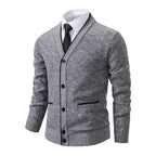 Men's Knitted Cardigan with Button Front Shawl Collar