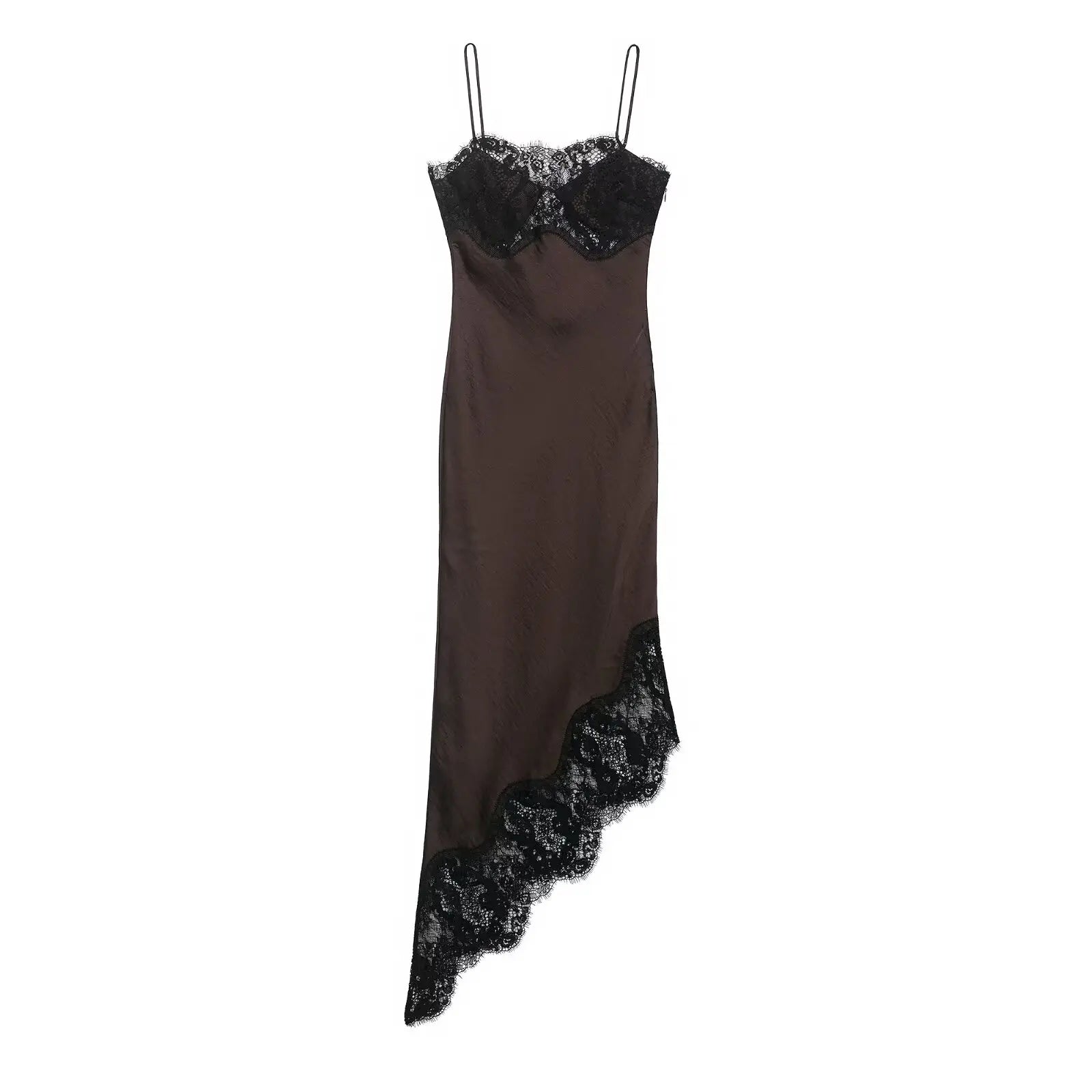 Women's Lace Trim Asymmetrical Slip Dress