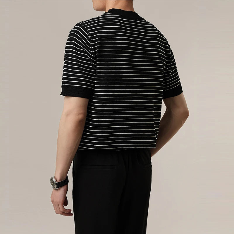 Mens Crew Neck Striped T Shirt