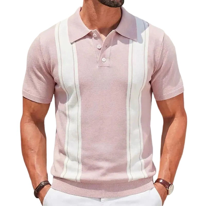Men's Two Panel Stripe Knit Polo