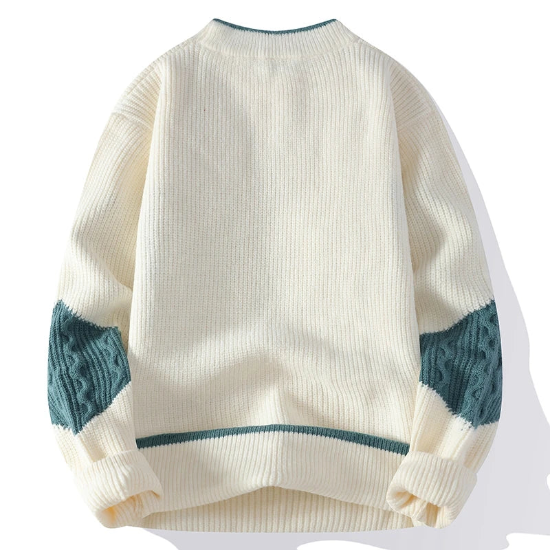 Men's Colour Block Knit Jumper with Geometric Pattern