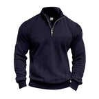 Men's Quarter-Zip Knitted Sweater – Long Sleeve Stand Collar Pullover Jumper