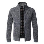 Men's Stand Neck Sweater Zip Front Jacket With Pockets
