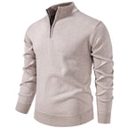 Men's Neck Zip Jumper with Stand Collar Ribbed Cuffs