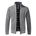 Men's Stand Neck Sweater Zip Front Jacket With Pockets