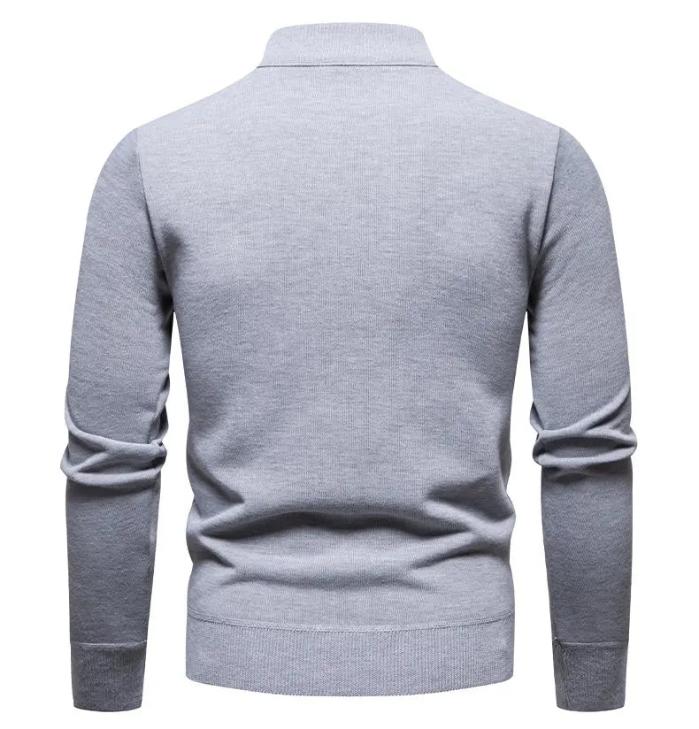 Men's Knitted Quarter Zip Jumper – High Neck Long Sleeve Pullover