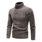 Men's Turtleneck Knit Sweater Ribbed Cuffs And Hem