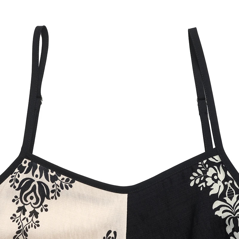 Women's Contrast Print Tank Maxi Dress