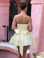Back Bow Mini Dress Women