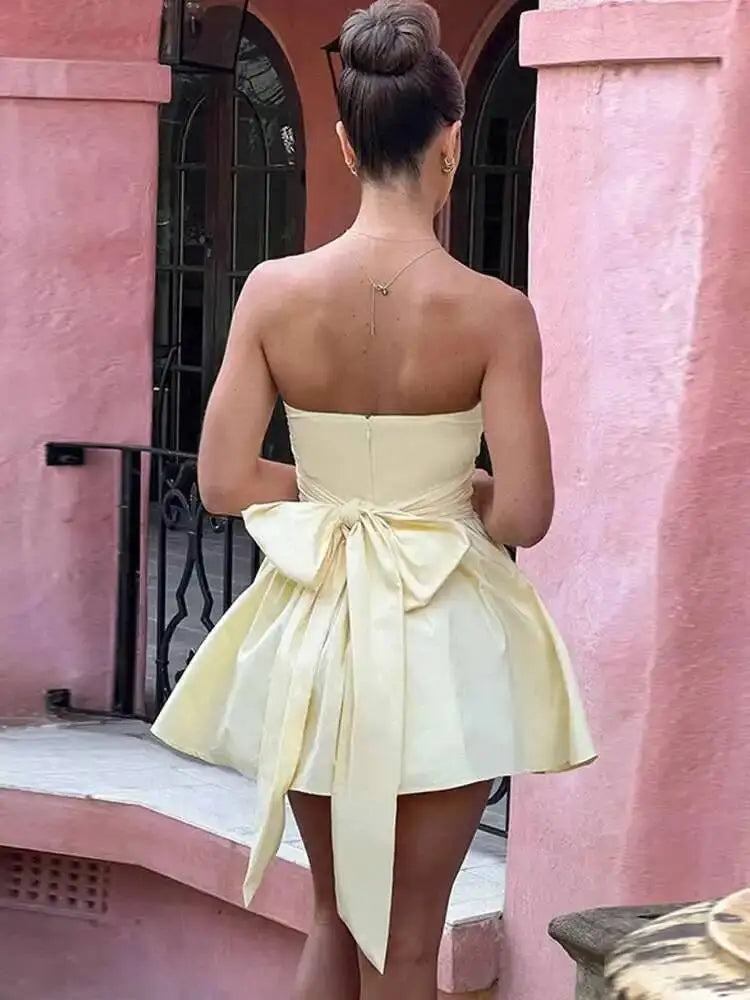 Back Bow Mini Dress Women