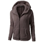 Women's Fleece Hooded Jacket – Full Zip Long Sleeve Winter Coat with Pockets