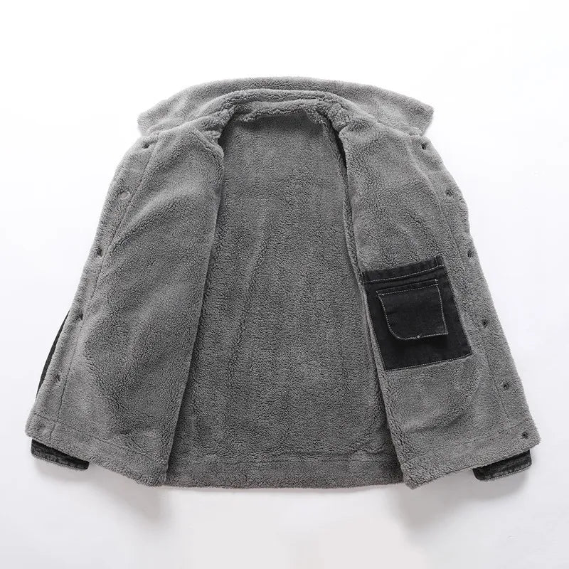 Men's Sherpa Lined Denim Jacket – Long Sleeve Button Front Trucker Coat