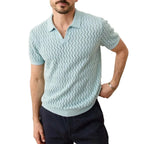 Textured Polo Top With Open Neck
