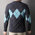 Men's Diamond Pattern Crew Neck Knit Jumper