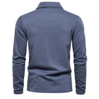 Men's Classic Collared Long Sleeve Polo Shirt with Straight Hem