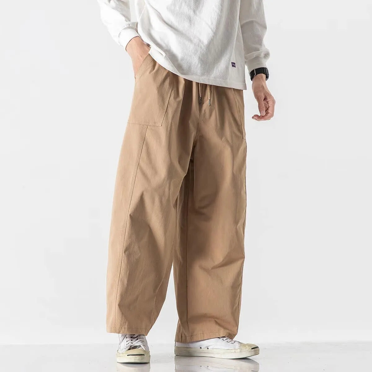 Men's Pull On Wide Leg Trousers