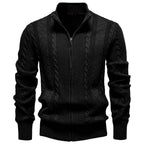 Men's Cable Knit Stand Collar Zip Jumper