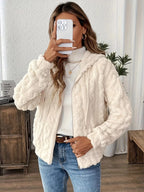 Women's Fleece Hooded Jacket – Full Zip Long Sleeve Warm Winter Coat
