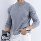 Men's Classic Henley Neck Pullover Sweater