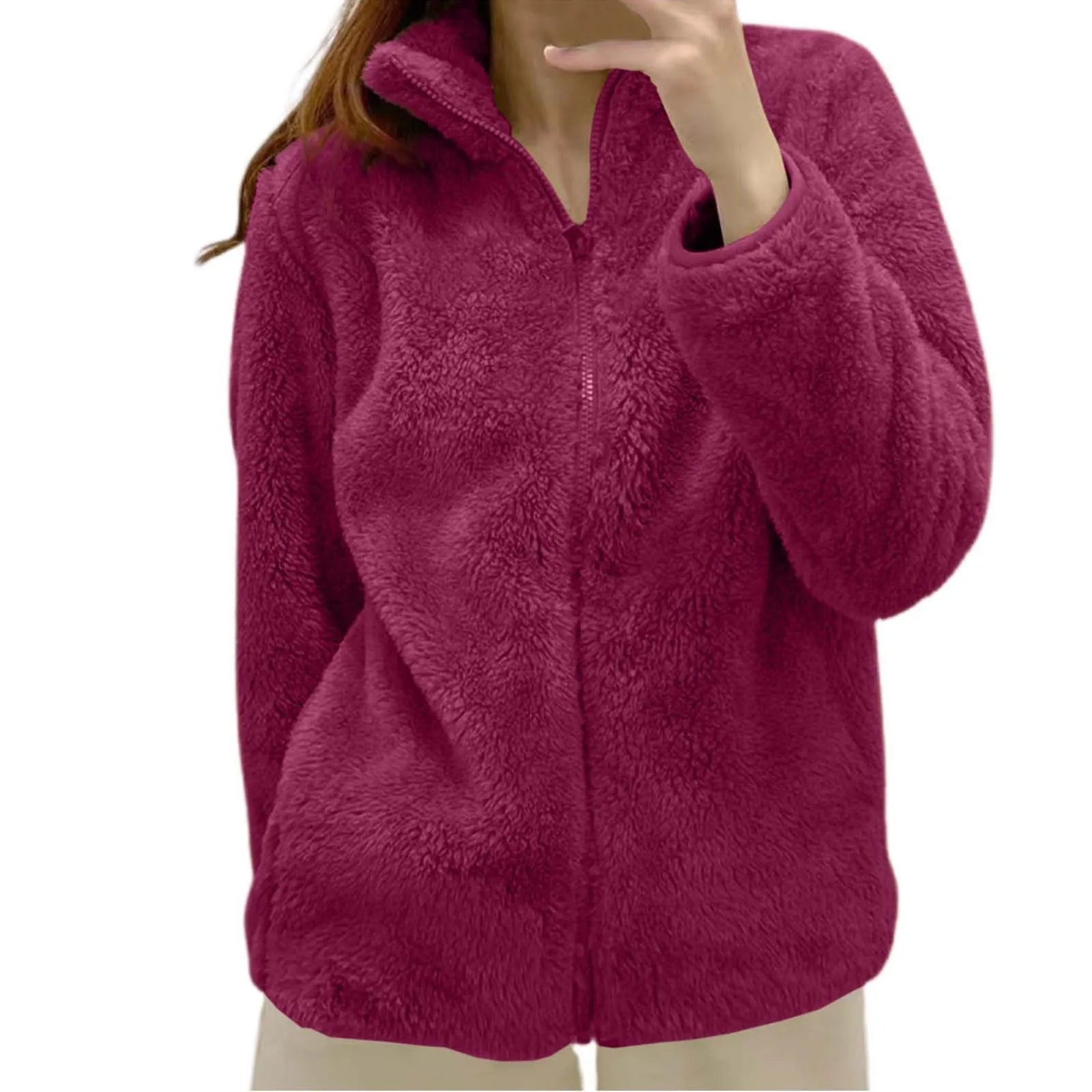 Women's Fleece Quarter Zip Pullover – Long Sleeve High Neck Sweatshirt
