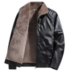 Men's Shearling-Lined Jacket – Long Sleeve Zip Front Outerwear with Turn-Down Collar