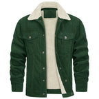 Men's Corduroy Jacket with Sherpa Lining – Long Sleeve Button Front Coat