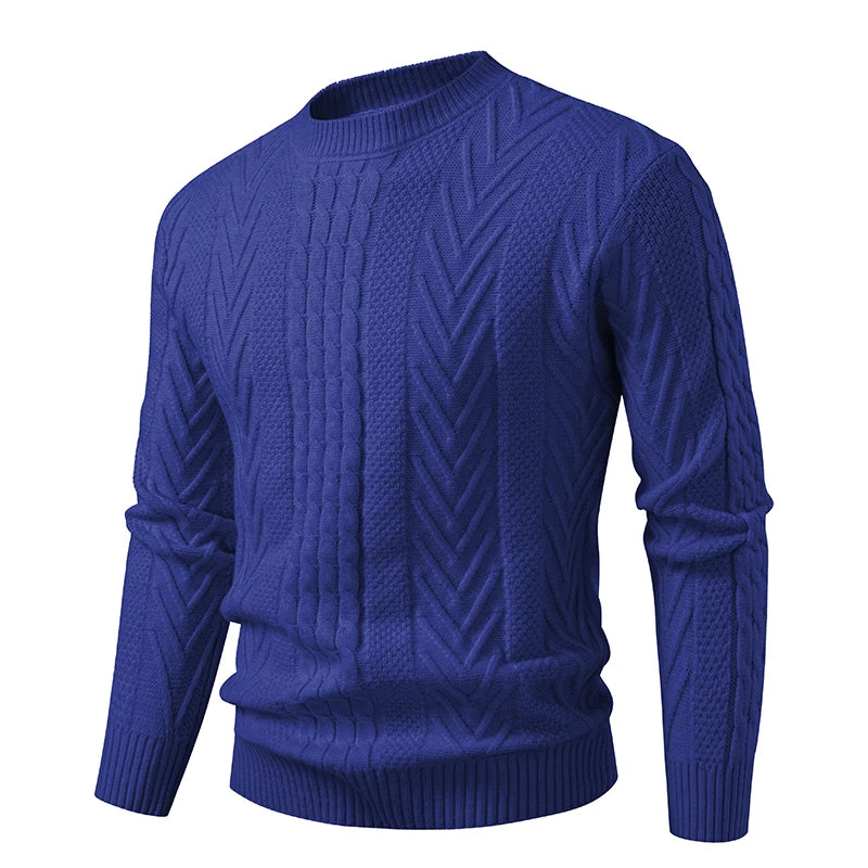 Men's Patterned Crewneck Sweater Long Sleeve Ribbed Hem