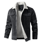 Men's Corduroy Jacket with Sherpa Lining – Long Sleeve Button Front Coat