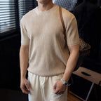Crew Neck Textured Tee Shirt For Men