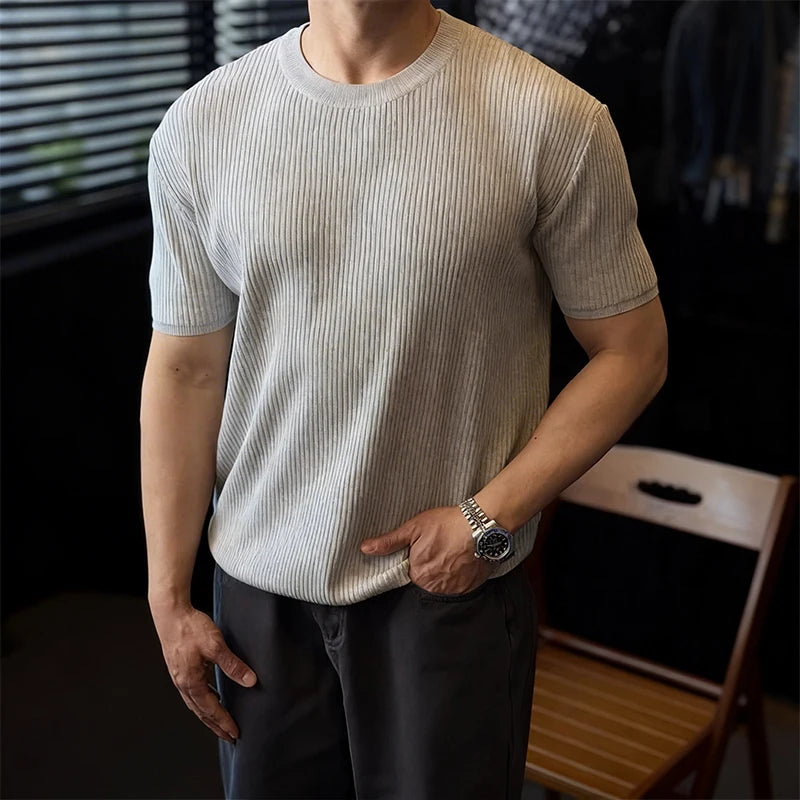 Crew Neck Textured Tee Shirt For Men