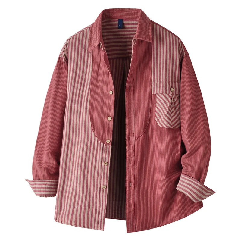 Men's Striped Chest Pocket Shirt Top