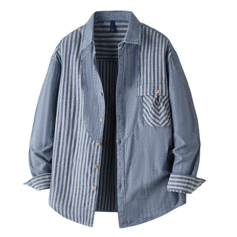 Men's Striped Chest Pocket Shirt Top