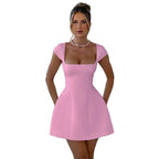 Women's Square Neck Fit Flare Mini Dress