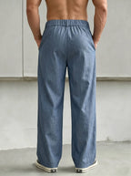 Men's Straight Leg Pleated Trousers