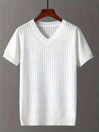 Men's Stripe Detail V Neck Tee
