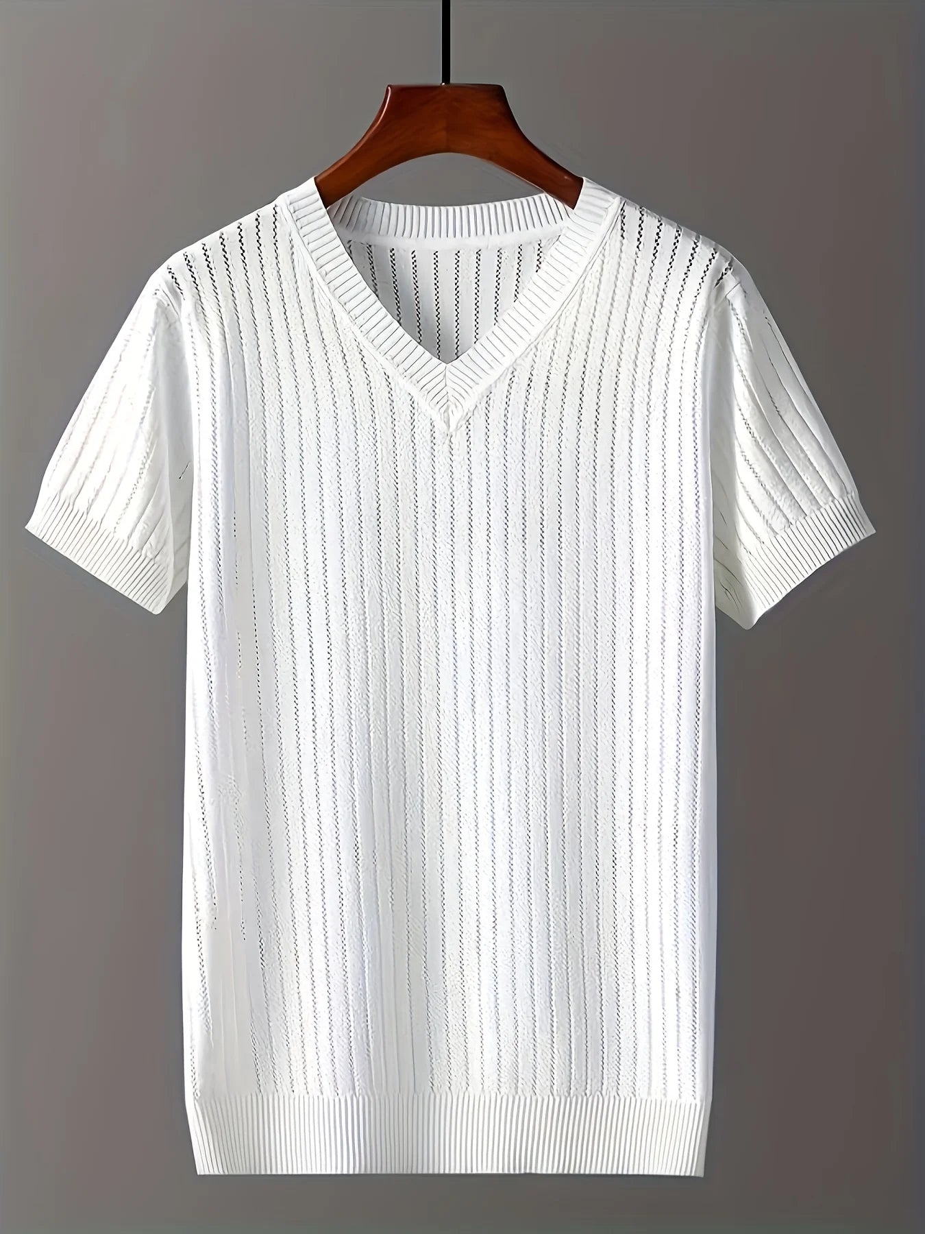 Men's Stripe Detail V Neck Tee
