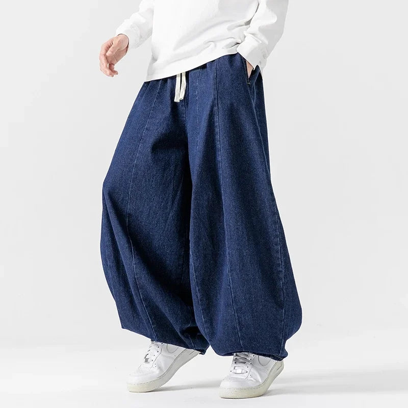Men's Relaxed Drawstring Denim Trousers