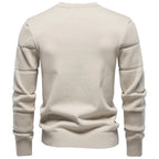 Men's Knitted Crew Neck Jumper – Long Sleeve Textured Sweater with Ribbed Trims