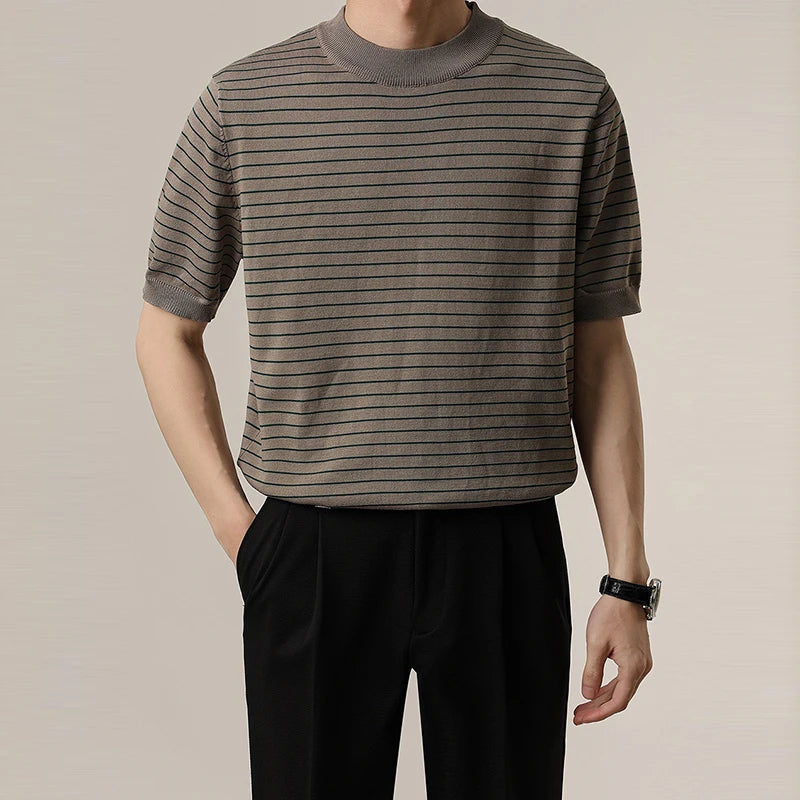 Mens Crew Neck Striped T Shirt
